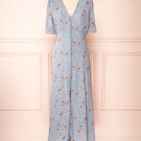 Light Blue Floral Midi Dress - Picture 6 of 7